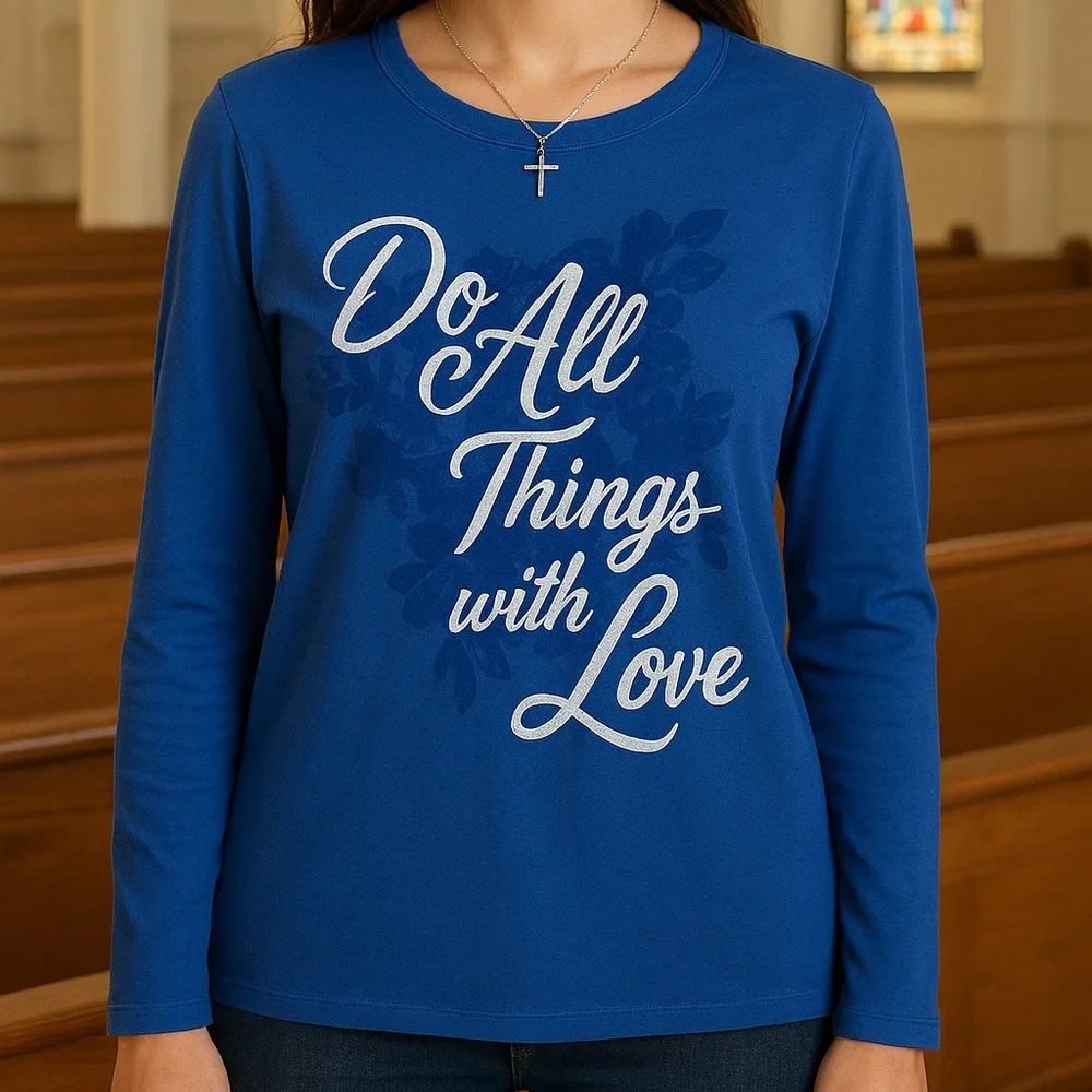 Hanes Women’s Dark Blue Long Sleeve Shirt Size XL - Picture 11 of 12